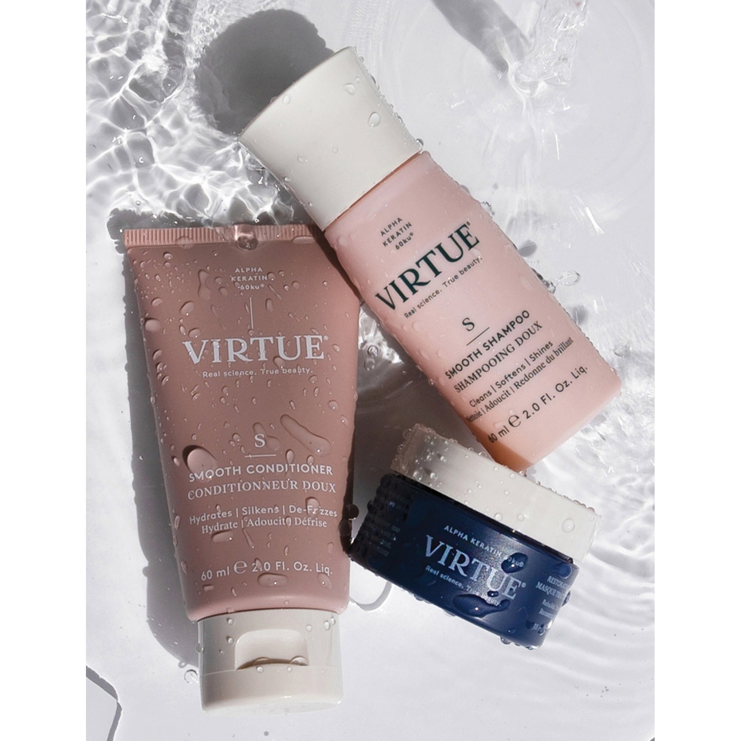 Virtue Smooth discovery kit with shampoo conditioner and treatment mask (British brand)
