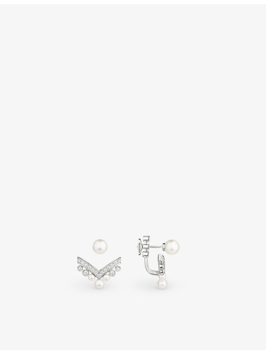 Chaumet Aigrette single pearl earring in white gold, imported from the UK