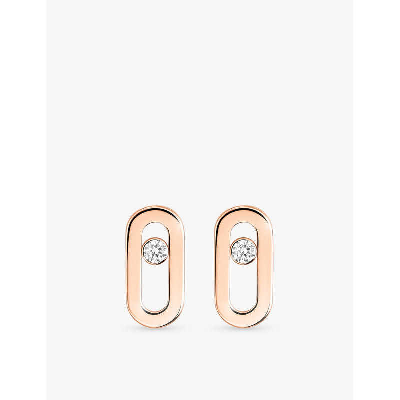 Move Uno 18ct gold and 0.03ct brilliant-cut diamond earrings - ROSE GOLD