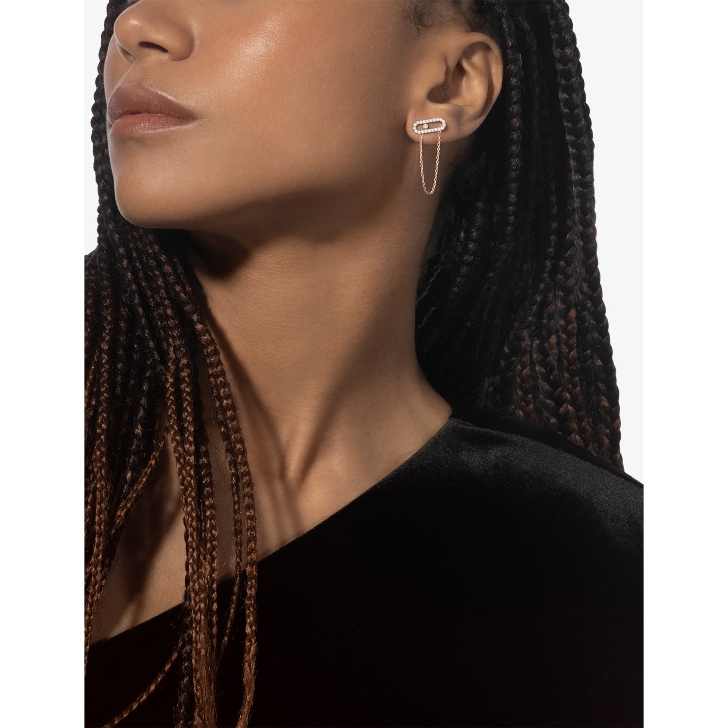 Messika Move Uno 18ct gold diamond chain and stud earrings (British brand)