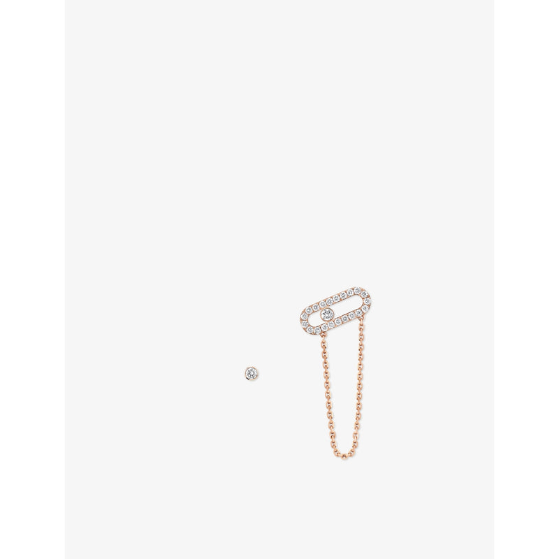 Move Uno 18ct gold and diamond chain and stud earrings - ROSE GOLD