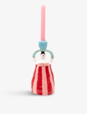 selfridges Laetitia Rouget Claudia Hand-Painted Ceramic Candleholder 25cm- Buy online at McGrocer