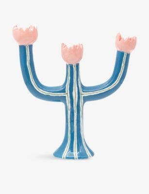 Laetitia Rouget hand-painted tulip ceramic candleholder 28cm (British brand)