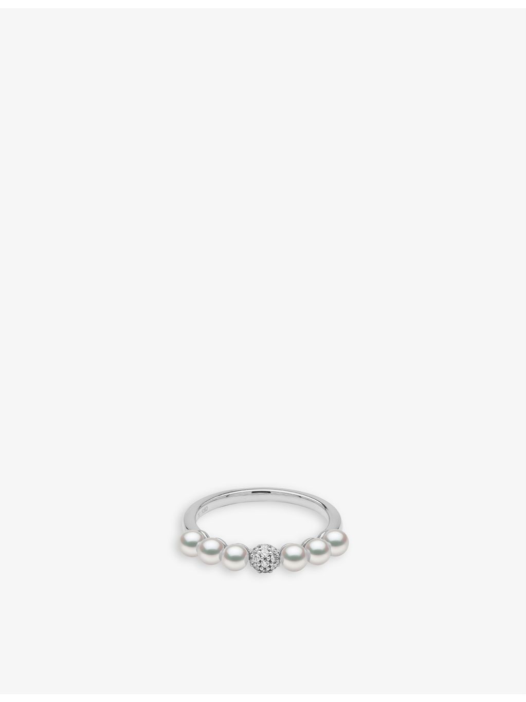 Yoko London 18ct white gold Akoya pearl diamond ring (British brand)