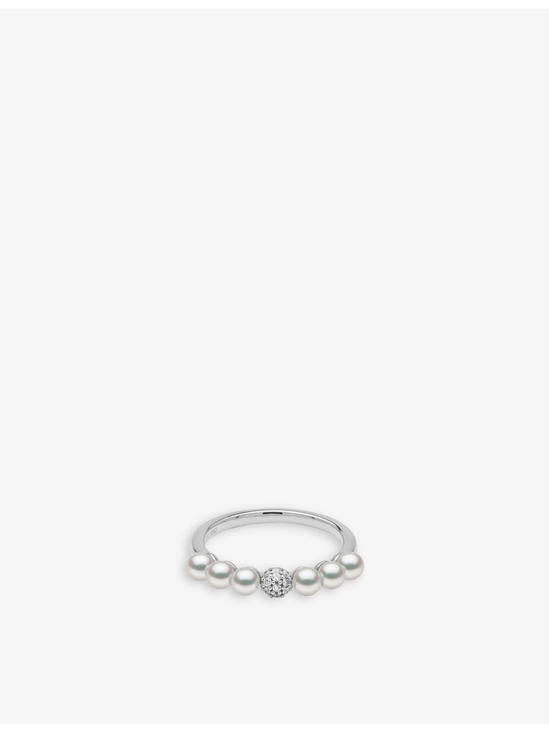 Yoko London 18ct white gold Akoya pearl diamond ring (British brand)