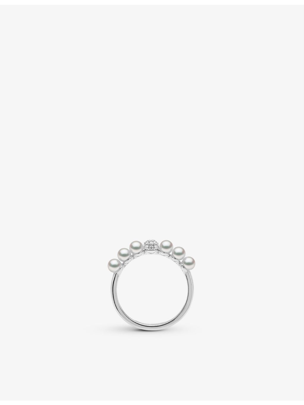 Yoko London 18ct white gold Akoya pearl diamond ring (British brand)