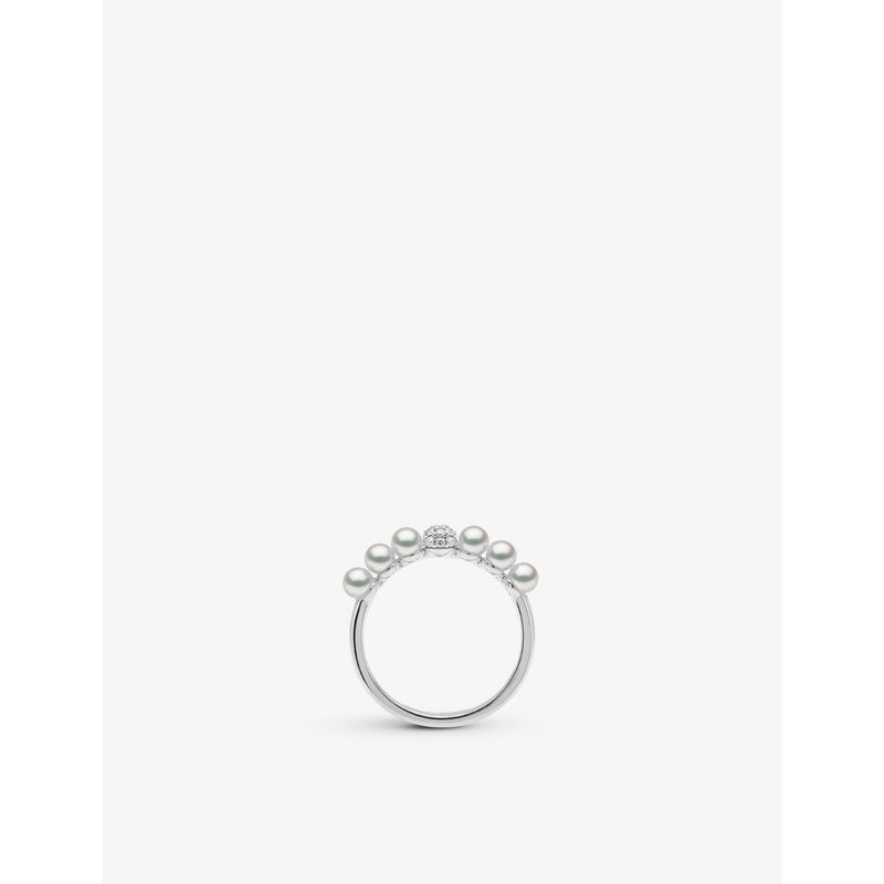 Yoko London 18ct white gold Akoya pearl diamond ring (British brand)
