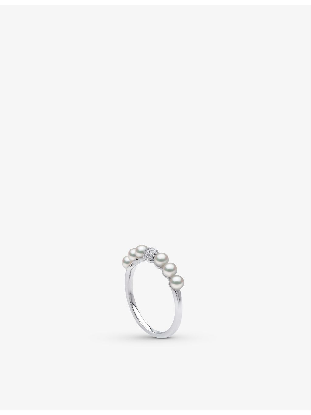 Yoko London 18ct white gold Akoya pearl diamond ring (British brand)