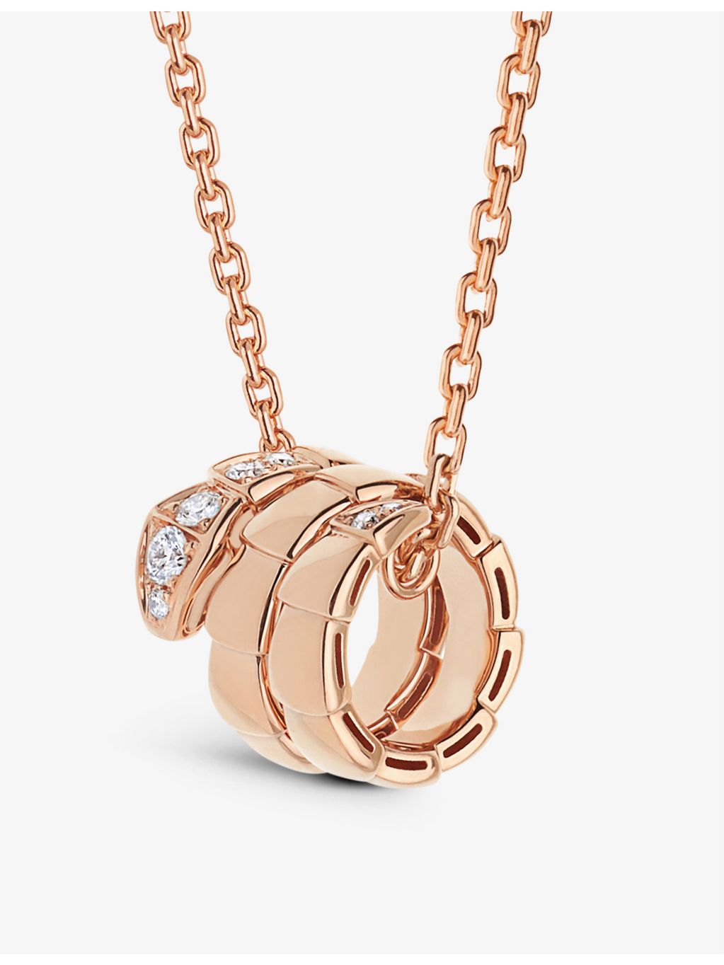 Bvlgari Serpenti Viper 18ct rose-gold diamond pendant necklace, UK version