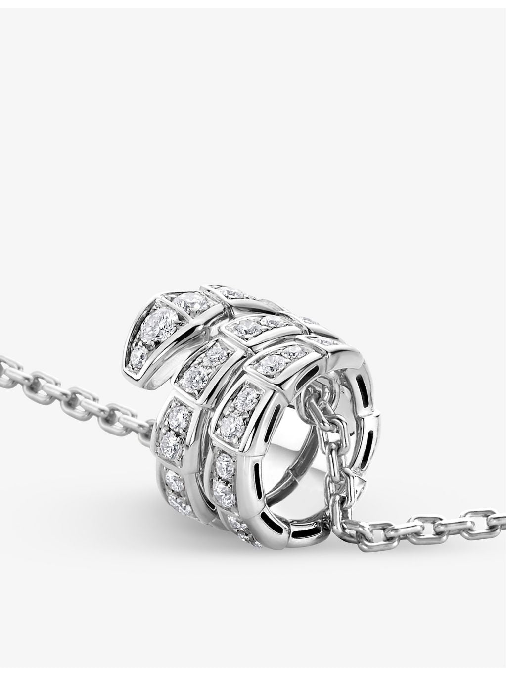 Bvlgari Serpenti Viper 18ct white gold diamond pendant necklace (British brand)