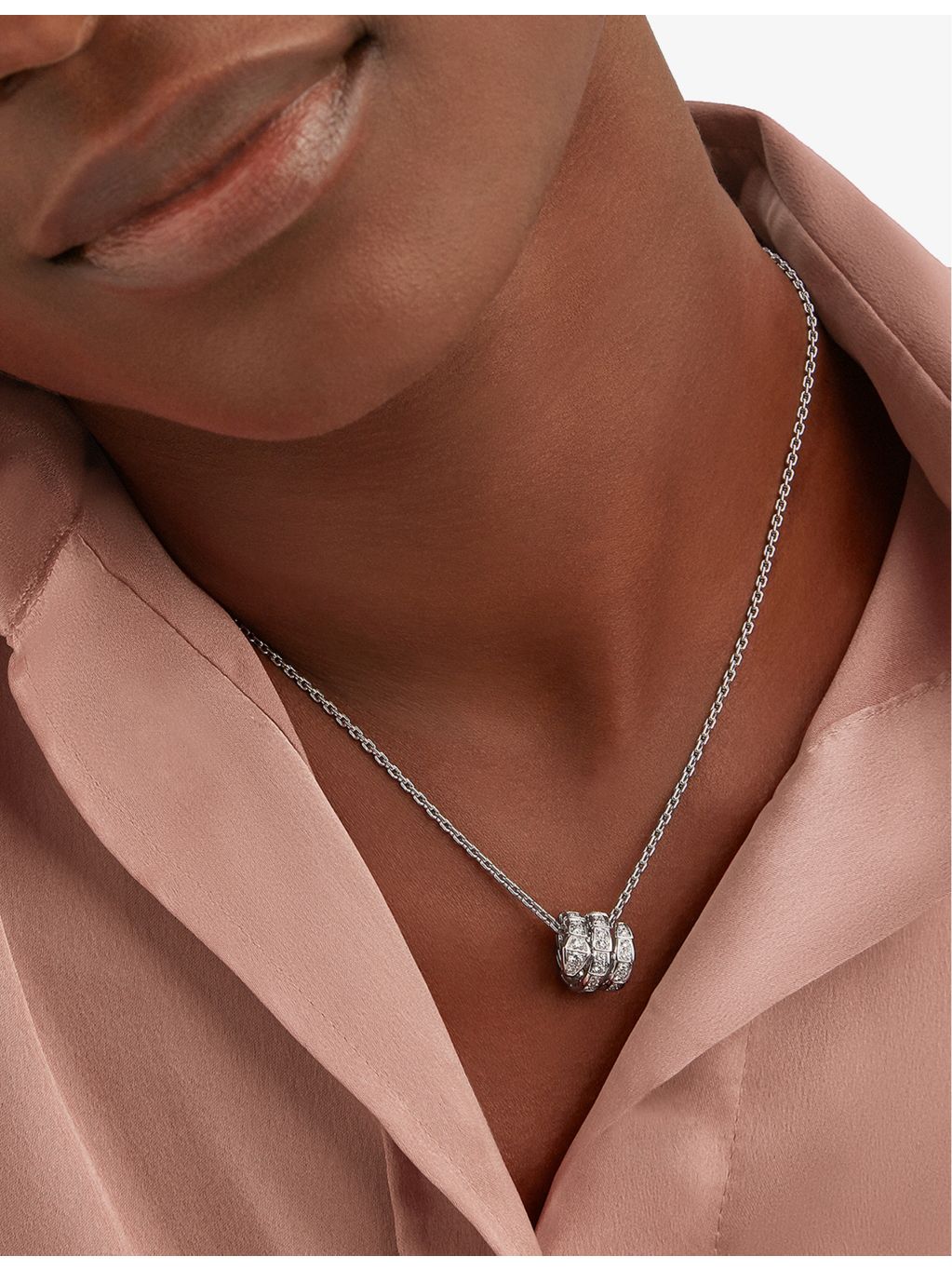 Bvlgari Serpenti Viper 18ct white gold diamond pendant necklace (British brand)