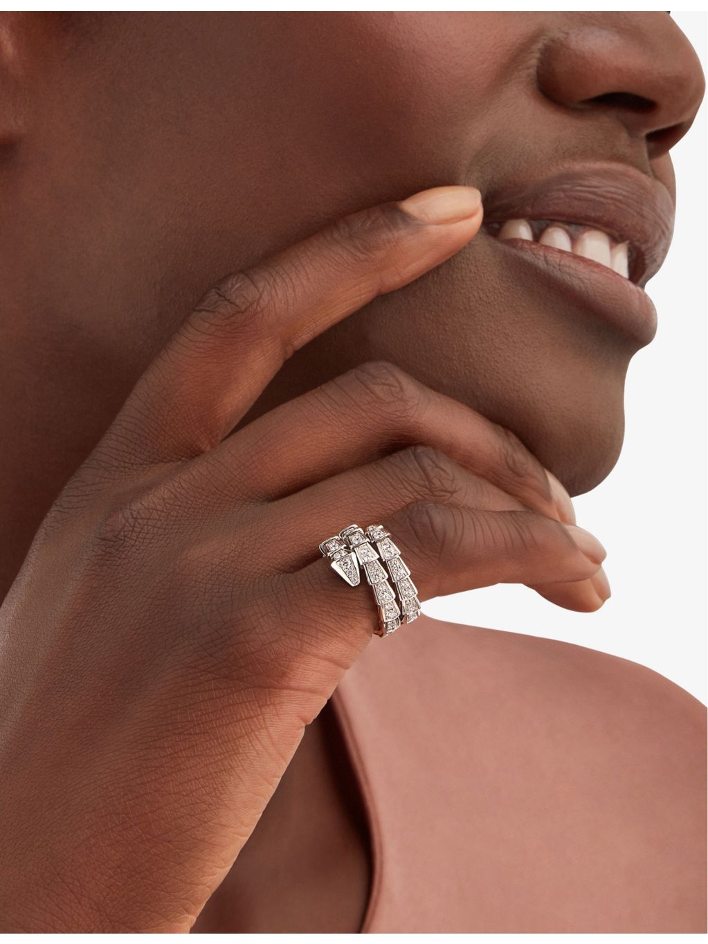 Bvlgari Serpenti Viper diamond ring 18ct white gold, UK version
