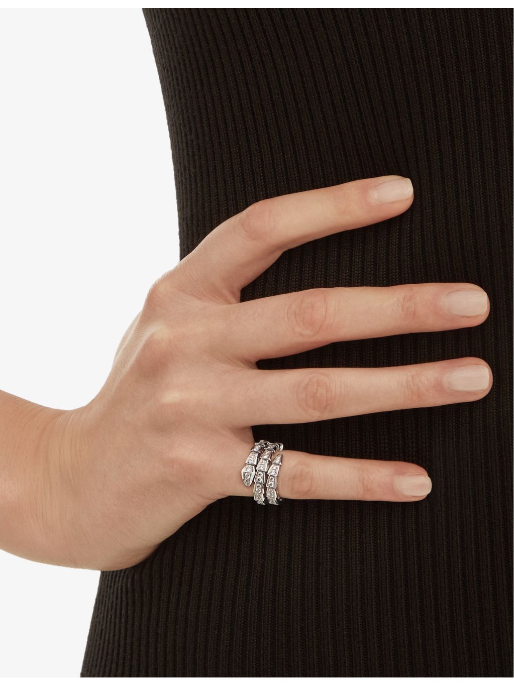 Bvlgari Serpenti Viper diamond ring 18ct white gold, UK version