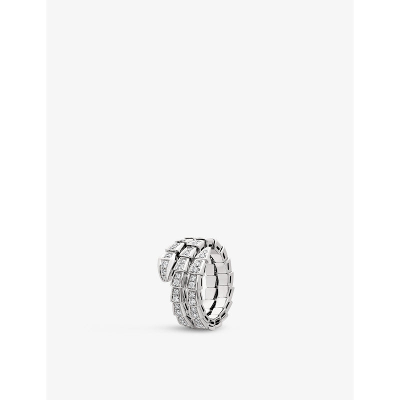 Serpenti Viper 18ct white-gold and 1.22ct brilliant-cut diamond ring - XS
