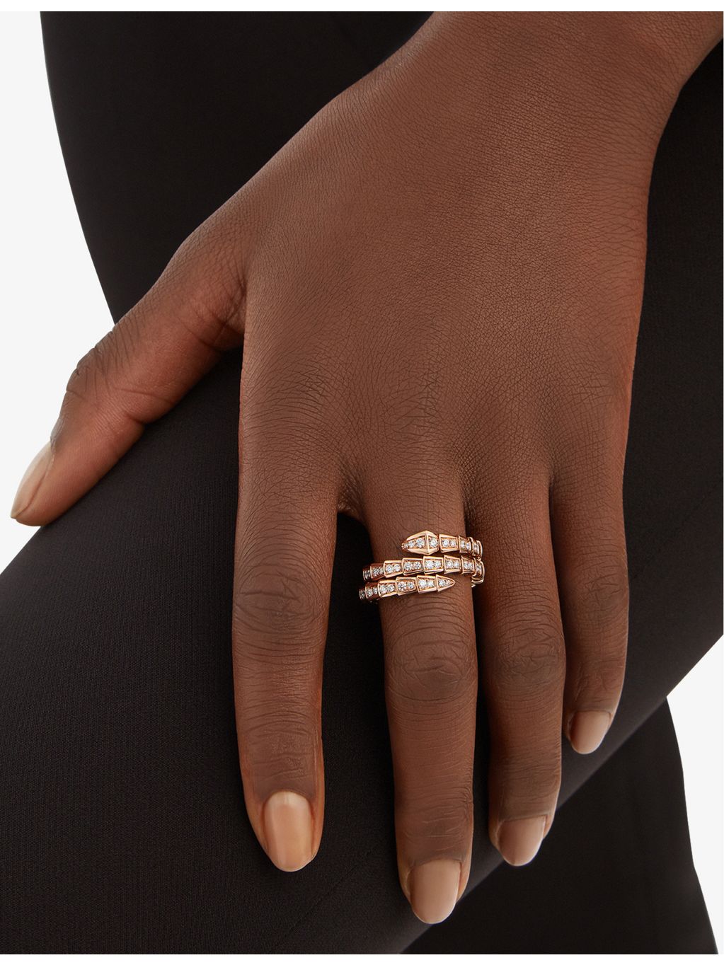 Bvlgari Serpenti Viper 18ct rose gold diamond ring 1.22ct (British brand)