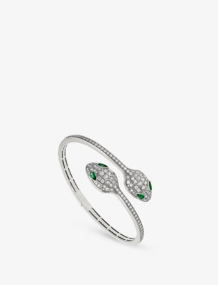 Bvlgari Serpenti 18ct White Gold 1.72ct Brilliant-Cut Diamond Bangle Bracelet