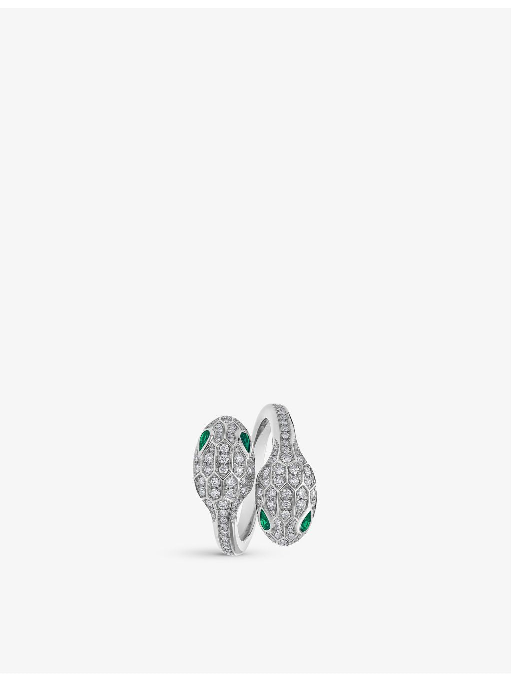 Bvlgari Serpenti Seduttori diamond emerald ring 18ct white gold - British product