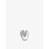 Serpenti Seduttori 18ct white-gold, 0.56ct brilliant-cut diamond and 0.2ct emerald ring - 53mm