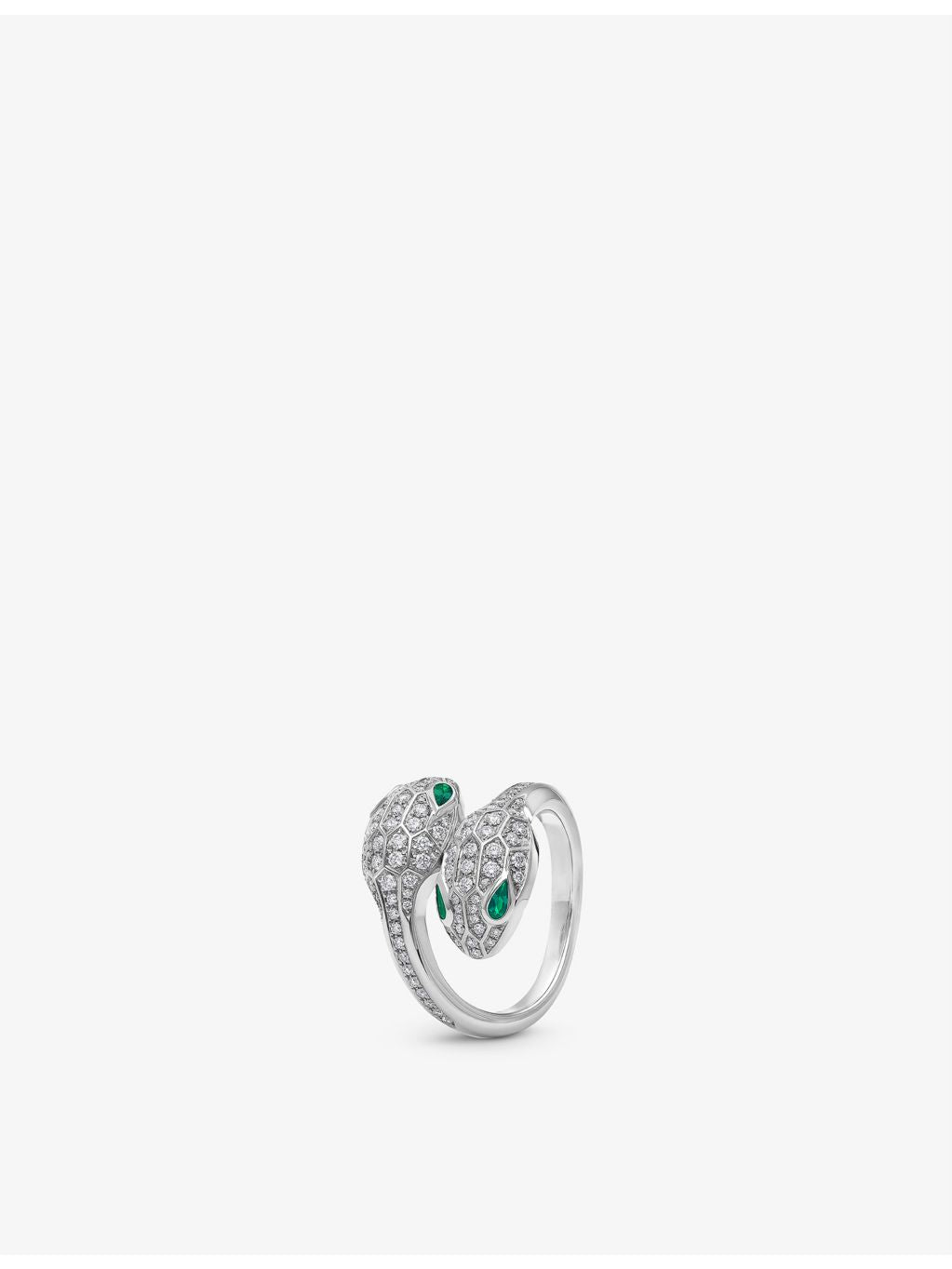 Bvlgari Serpenti Seduttori diamond emerald ring 18ct white gold - British product