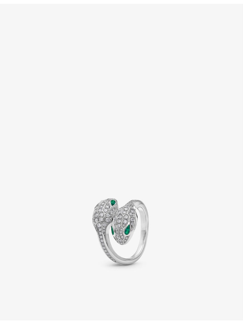 Bvlgari Serpenti Seduttori diamond emerald ring 18ct white gold - British product