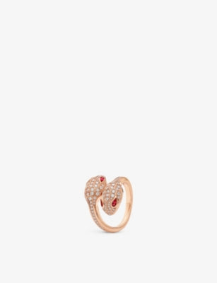 Bvlgari Serpenti Seduttori 18ct Rose-Gold 0.56ct Brilliant-cut Diamond and Rubellite Ring
