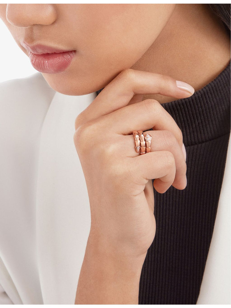 Bvlgari Serpenti Viper diamond ring 18ct rose gold 0.1ct - British product