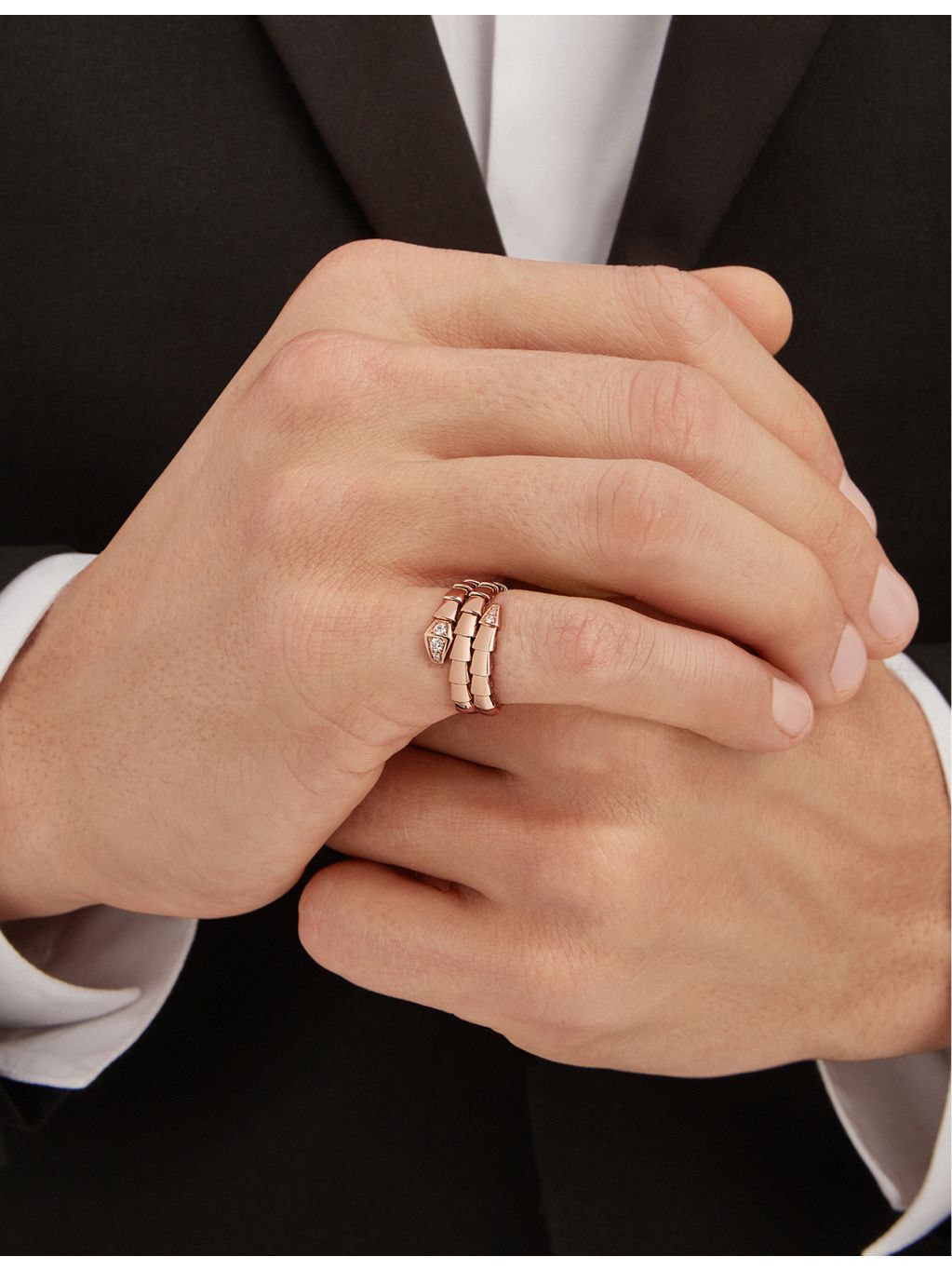 Bvlgari Serpenti Viper diamond ring 18ct rose gold 0.1ct - British product