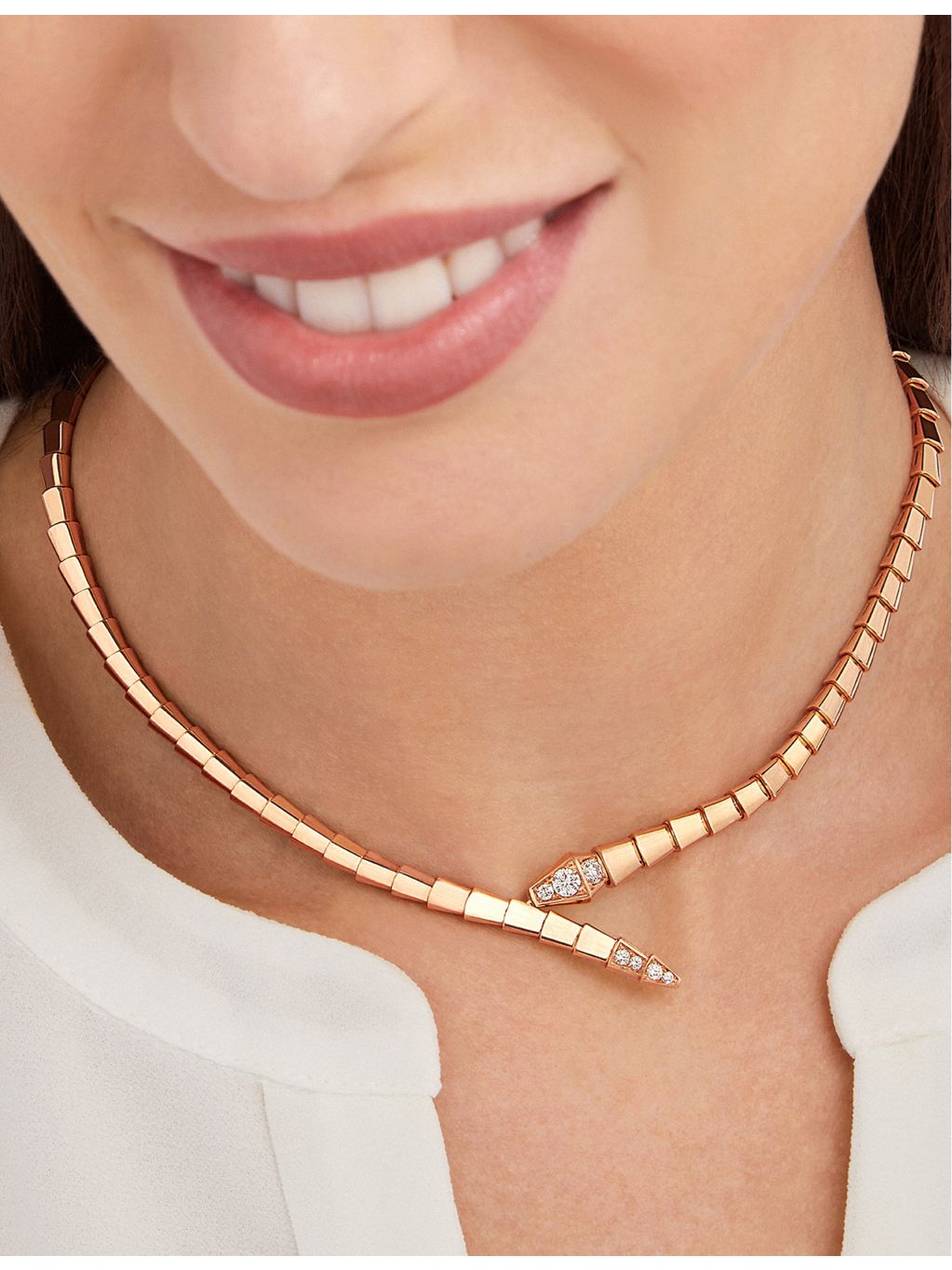 Bvlgari Serpenti Viper 18ct rose gold diamond necklace - British product