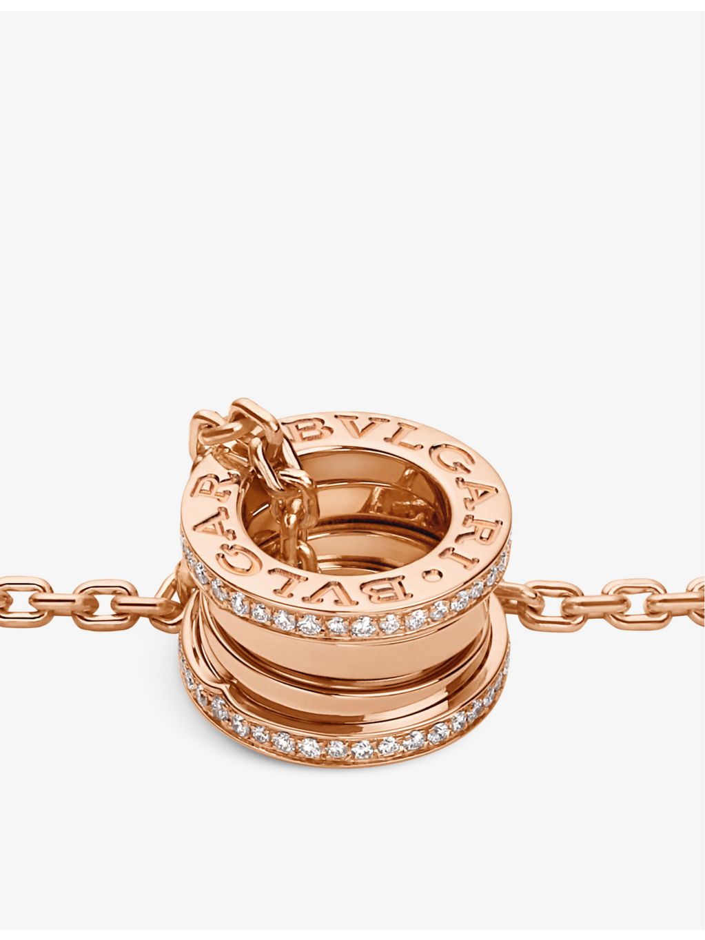 Bvlgari B.zero1 18ct rose gold diamond pendant necklace, imported from the UK
