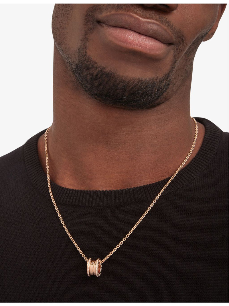 Bvlgari B.zero1 18ct rose gold diamond pendant necklace, imported from the UK