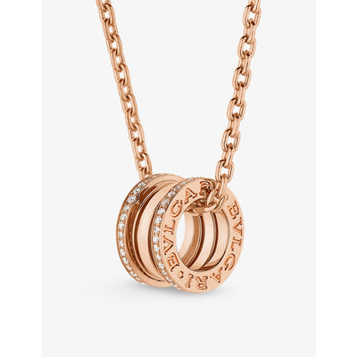 selfridges Bvlgari B.zero1 18ct Rose-Gold and 0.38ct Brilliant-Cut Diamond Pendant Necklace- Buy online at McGrocer