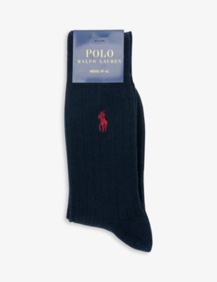 Polo Ralph Lauren Logo-embroidered Stretch-cotton Blend Ankle Socks