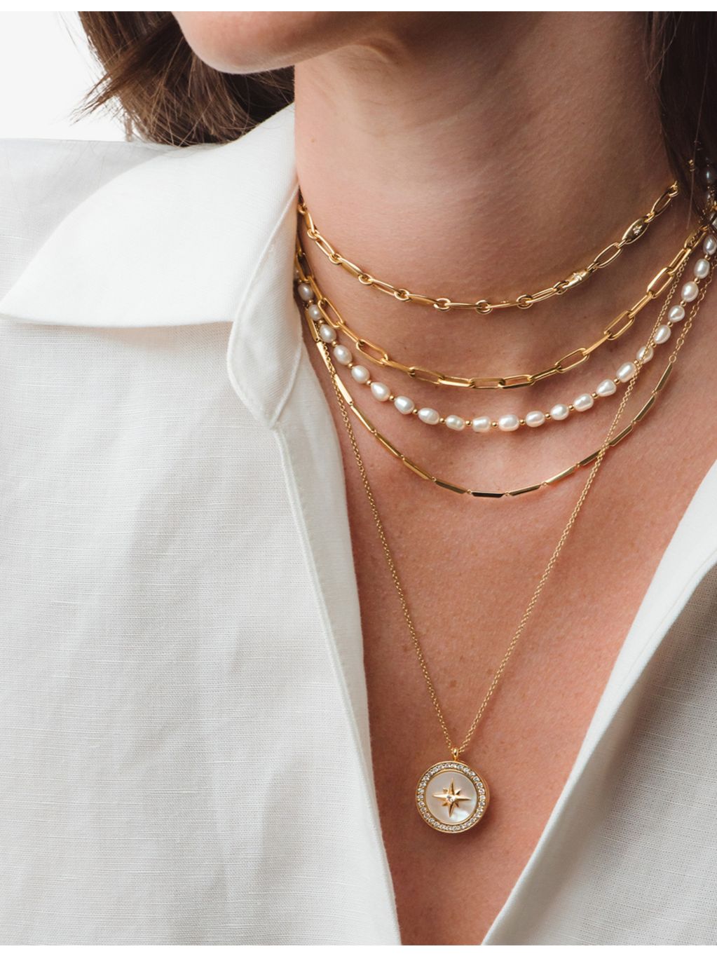 Astley Clarke Polaris large locket necklace in gold-plated sterling silver, UK version