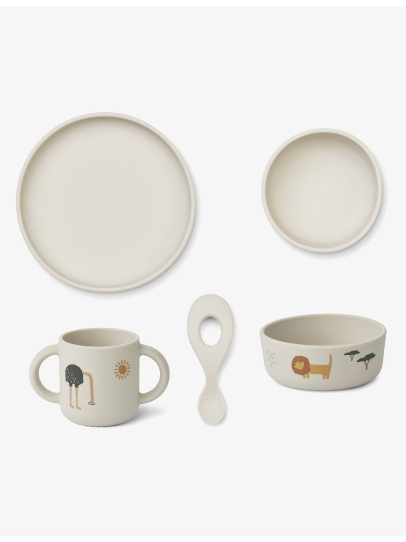 Liewood dog print silicone tableware set of four, imported from the UK