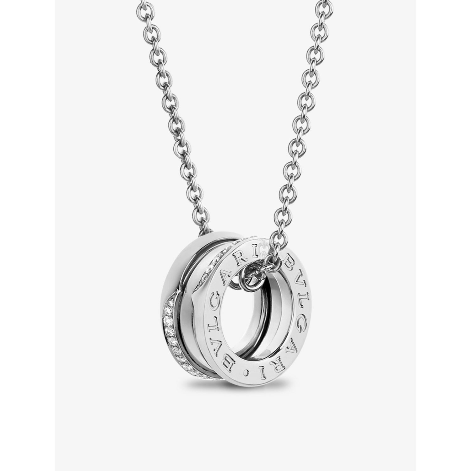 Bvlgari B.zero1 diamond pendant necklace in 18ct white gold, UK version
