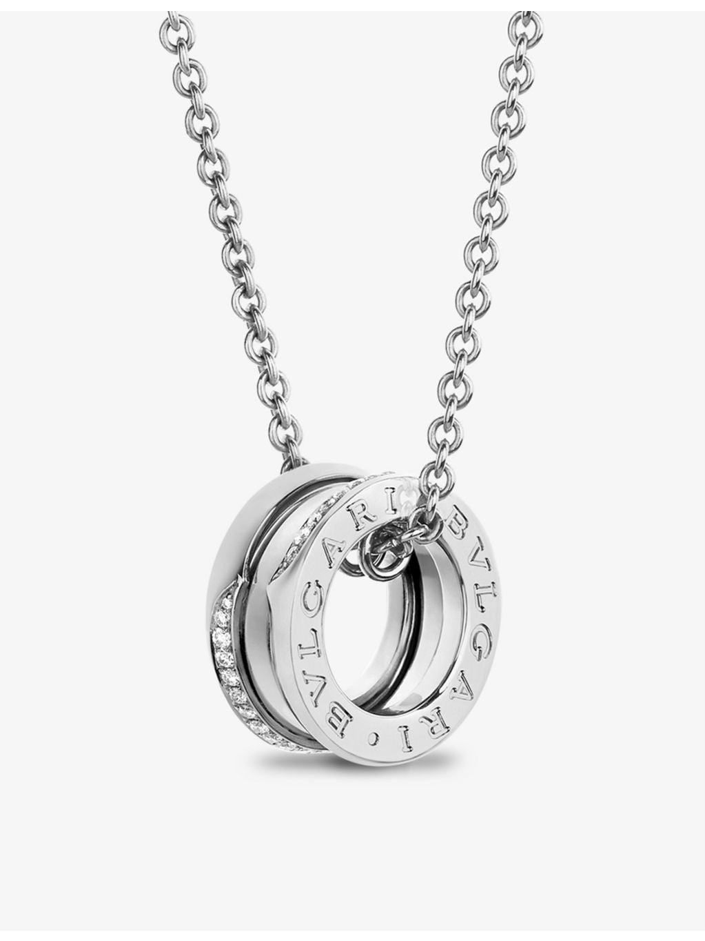 Bvlgari B.zero1 diamond pendant necklace in 18ct white gold, UK version