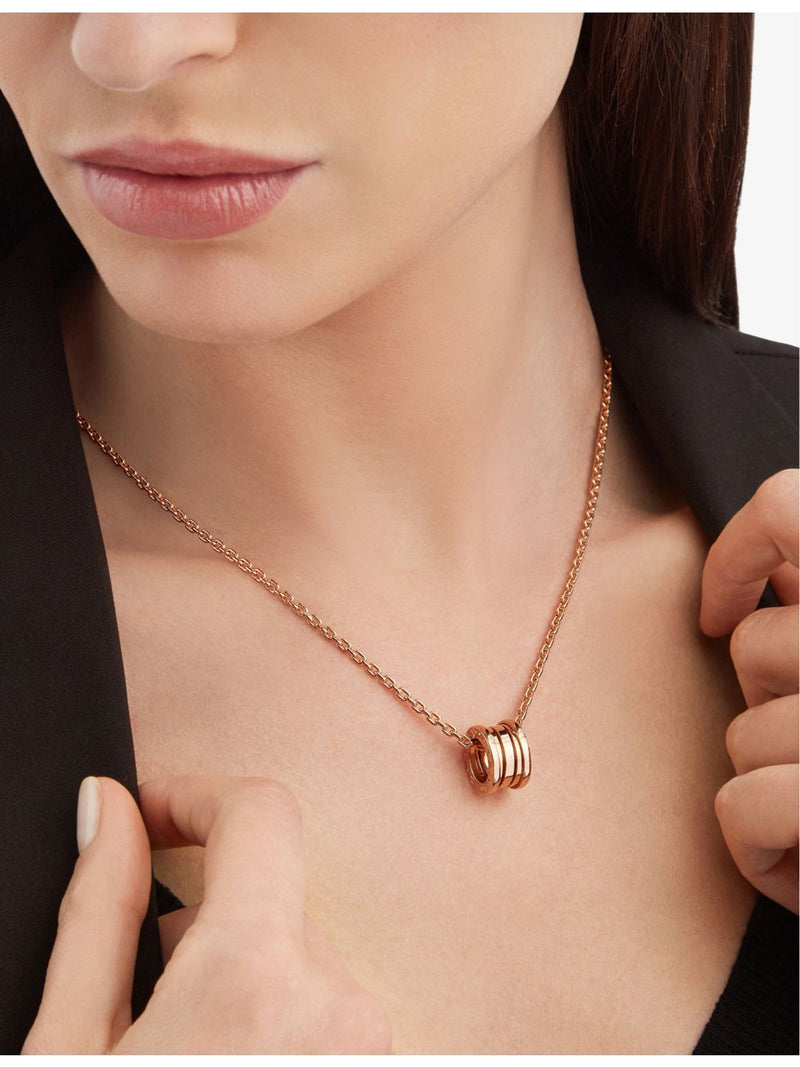 Bvlgari 18ct rose-gold pendant necklace with adjustable chain - British product