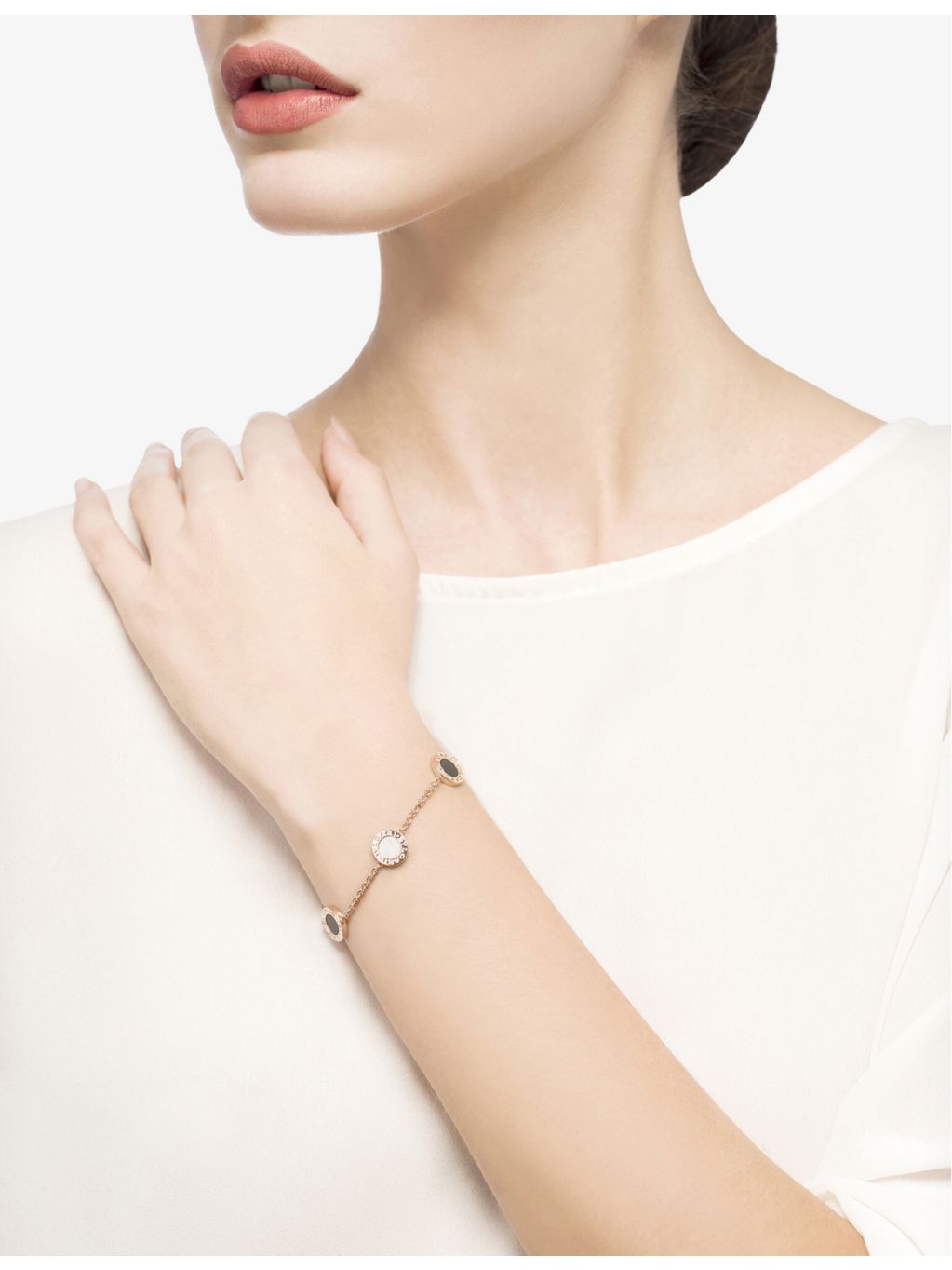 Bvlgari rose-gold mother-of-pearl onyx bracelet, imported from the UK