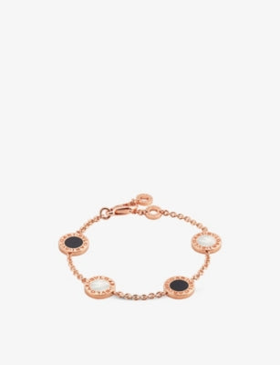 Bvlgari Bvlgari 18ct Rose-Gold Mother of Pearl and Onyx Bracelet, 15-19cm