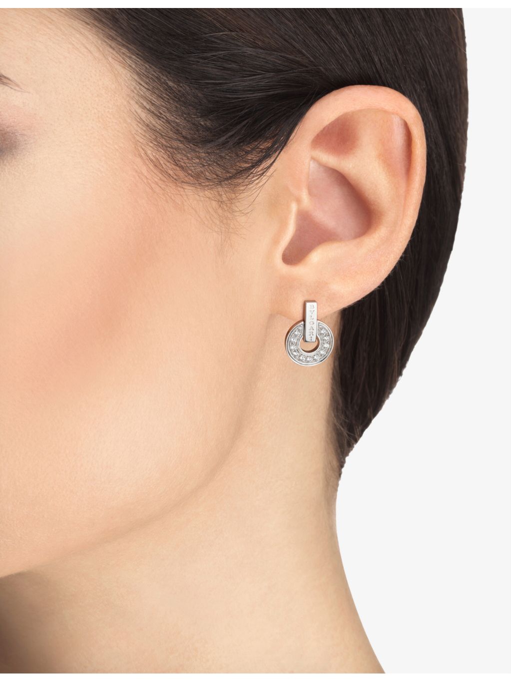 BVLGARI 18ct white gold diamond earrings 0.38ct, UK version