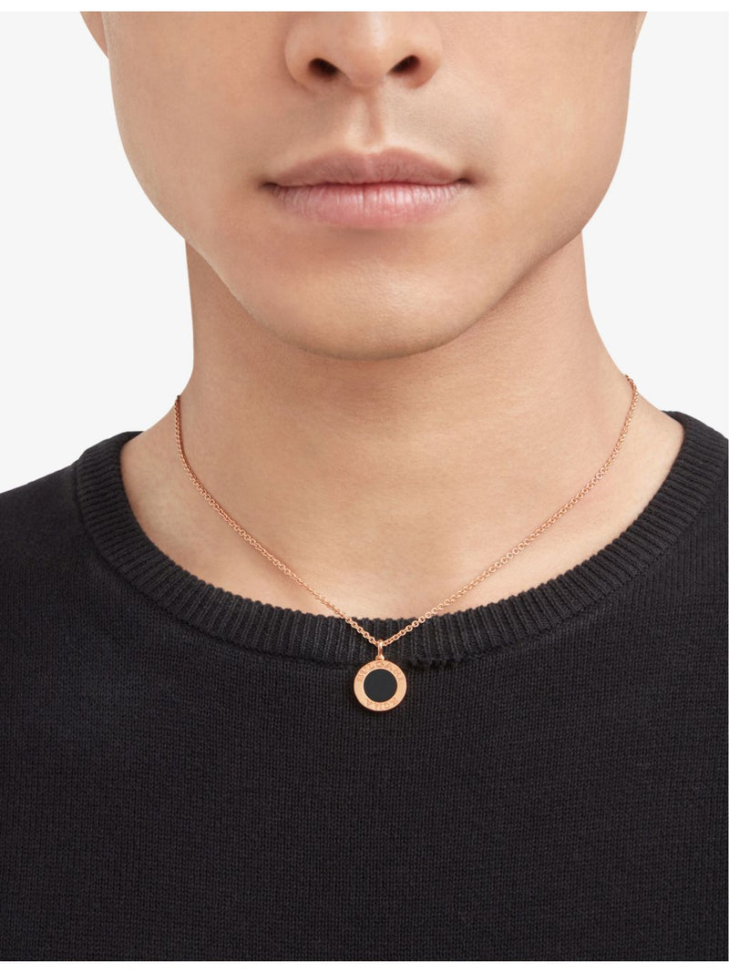 Bvlgari rose gold onyx pavé diamond necklace 0.34ct (British brand)