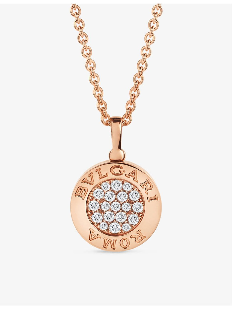 Bvlgari rose gold onyx pavé diamond necklace 0.34ct (British brand)