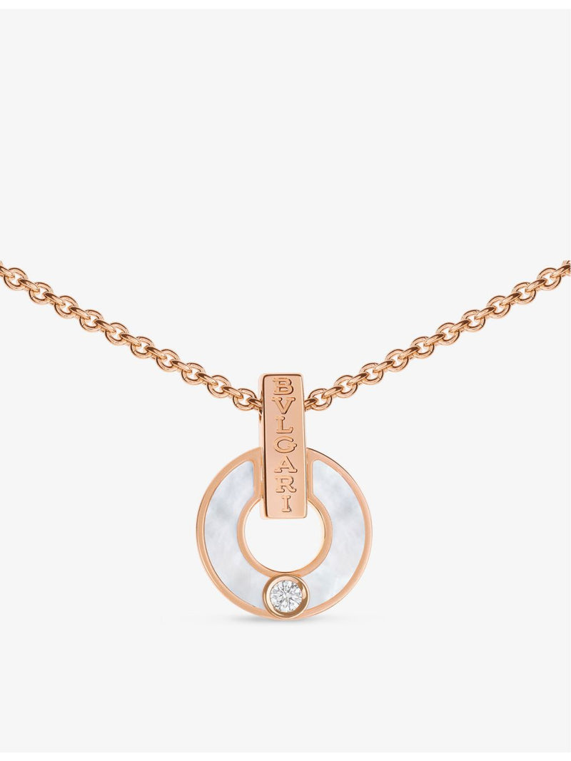 Bvlgari 18ct rose-gold mother of pearl diamond necklace, UK version