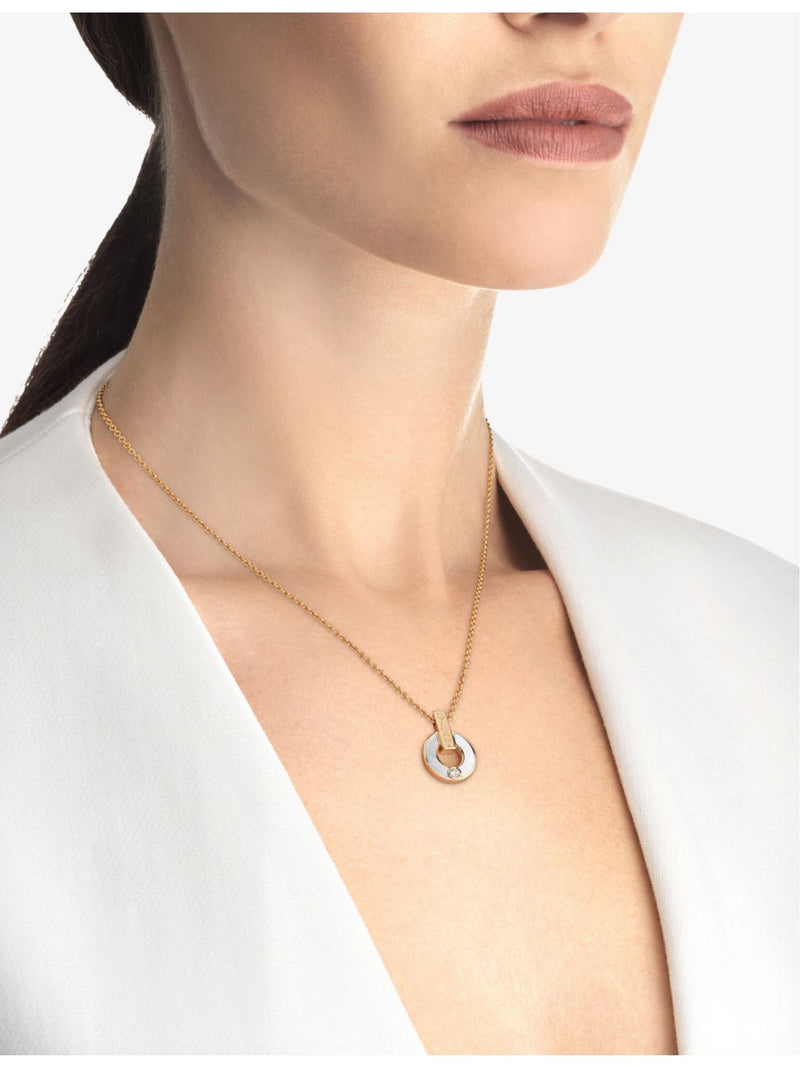 Bvlgari 18ct rose-gold mother of pearl diamond necklace, UK version