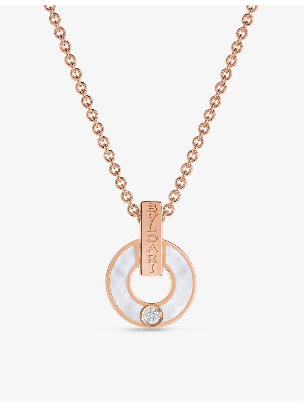 Bvlgari 18ct rose-gold mother of pearl diamond necklace, UK version