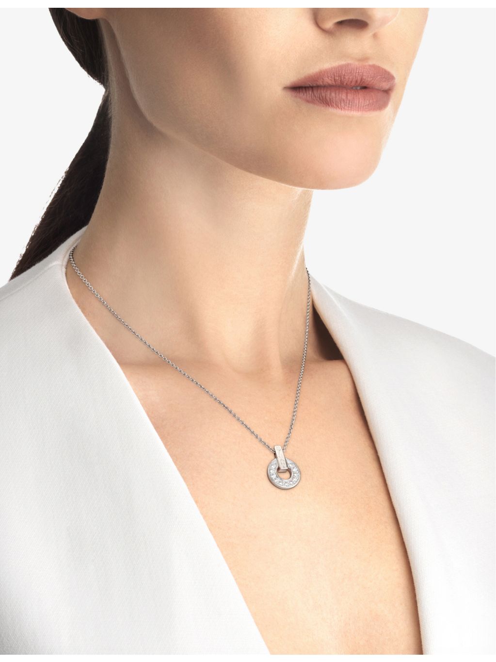 Bvlgari 18ct white gold pavé diamond necklace (British brand)
