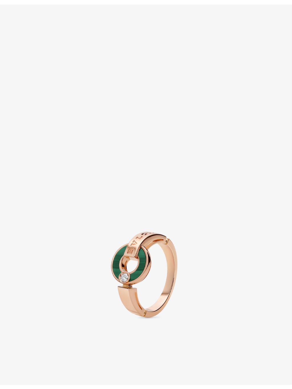 Bvlgari 18ct rose-gold diamond and malachite ring (British brand)