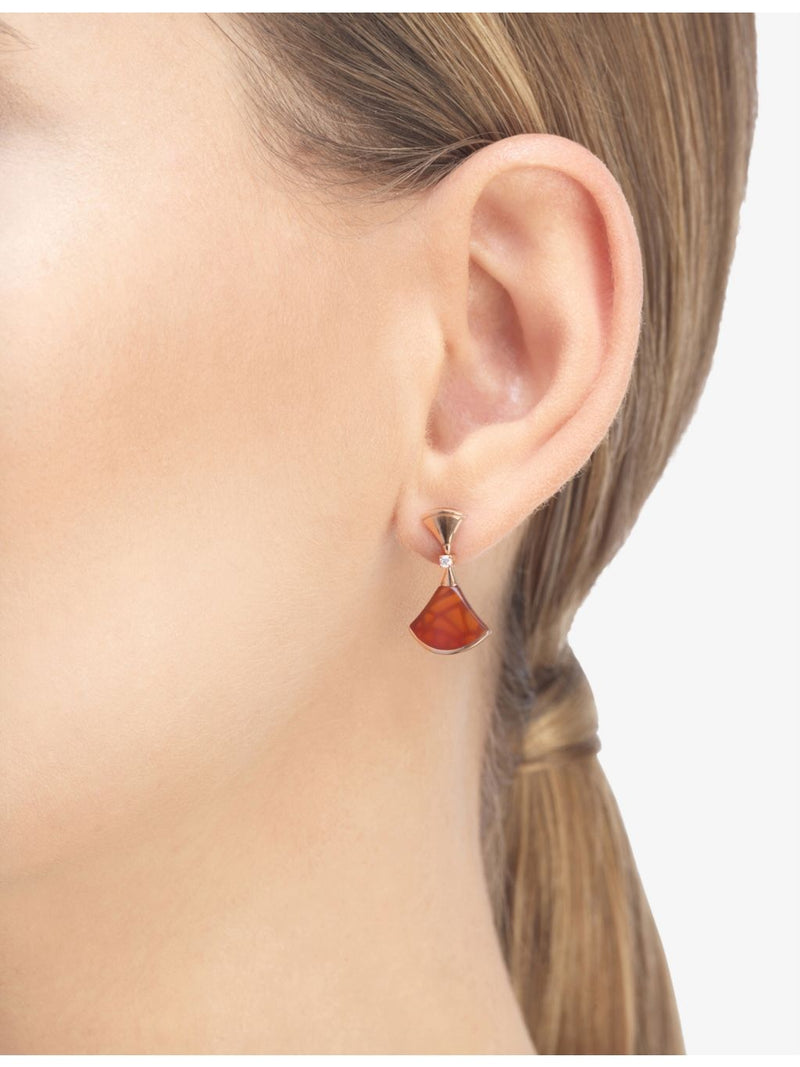 Bvlgari Divas Dream rose-gold diamond carnelian earrings, imported from the UK