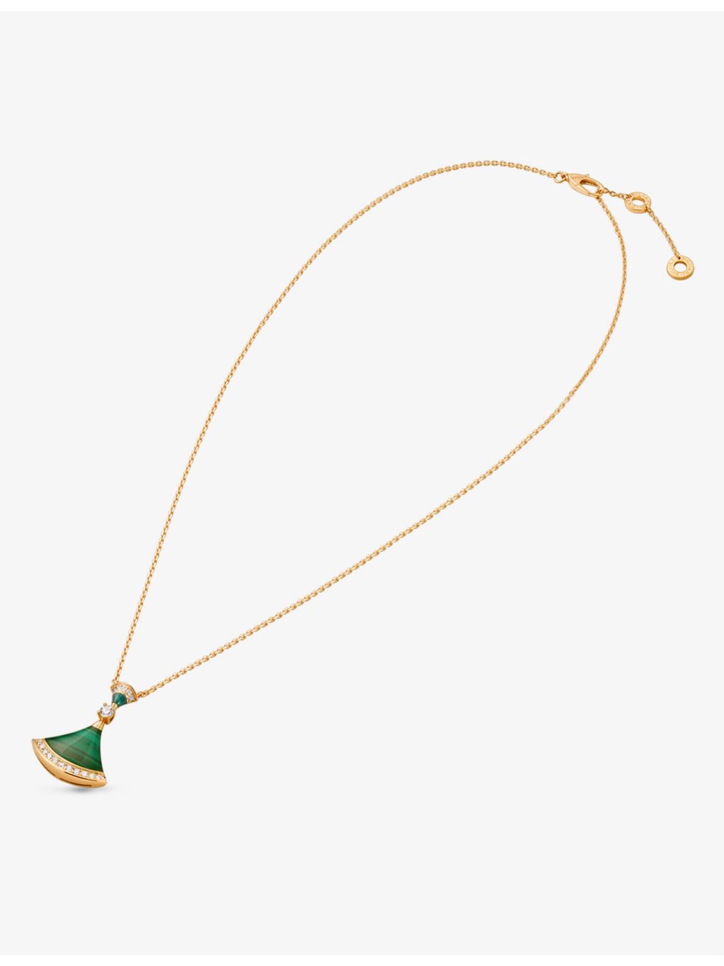 Bvlgari 18ct rose gold diamond and malachite pendant necklace, UK version