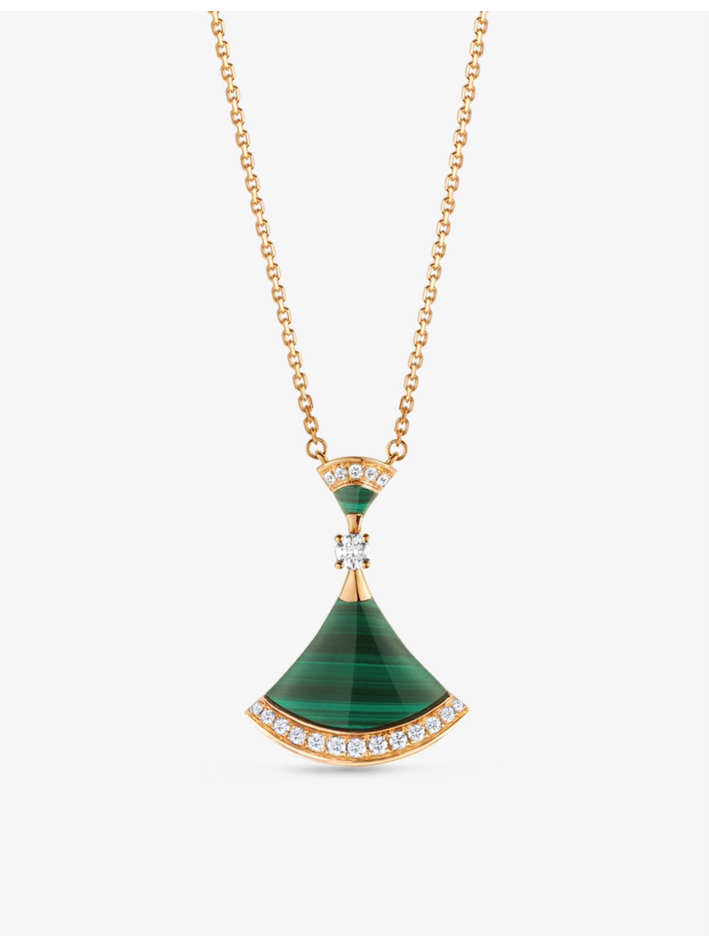 Bvlgari 18ct rose gold diamond and malachite pendant necklace, UK version
